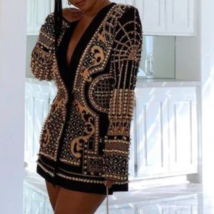 Pearl embellished Blazer Dress